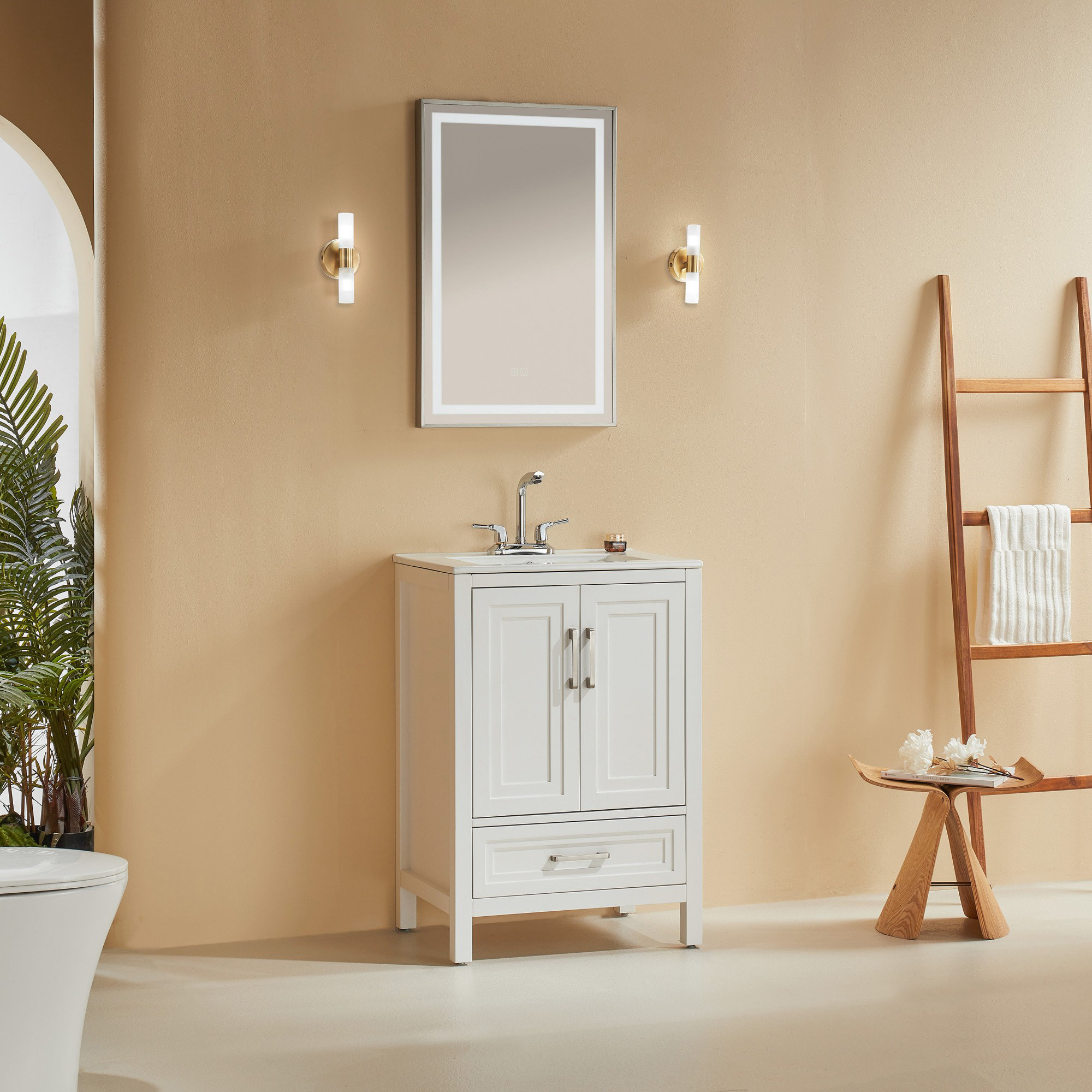Ebern Designs 24" Freestanding Single Bathroom Vanity with Ceramic Sink ...